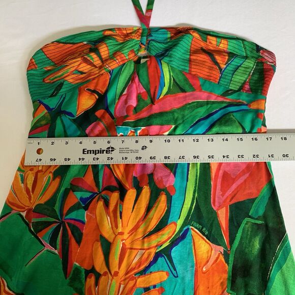 Farm Rio Anthropologie Cover-up Maxi Dress L Green Tassel Tropical Resort Beach - Picture 12 of 15